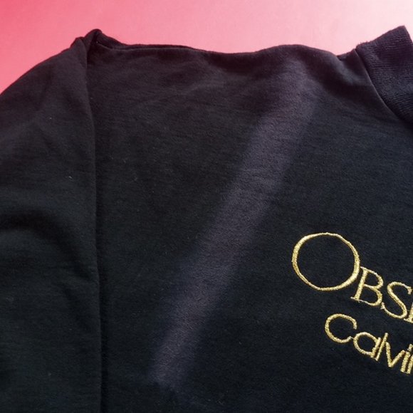 Vintage 1990s Obsession Calvin Klein Embroidered Crew Neck Sweater UNISEX - Picture 3 of 15